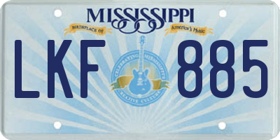 MS license plate LKF885