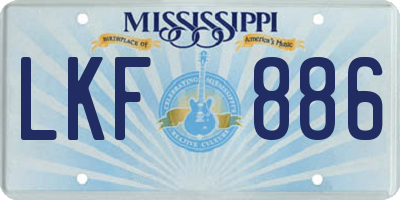 MS license plate LKF886