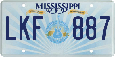 MS license plate LKF887