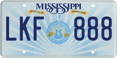 MS license plate LKF888