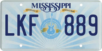 MS license plate LKF889