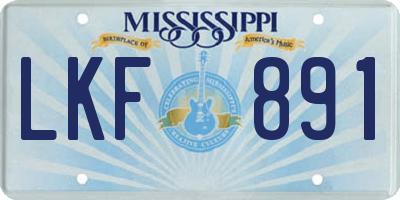 MS license plate LKF891