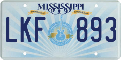 MS license plate LKF893