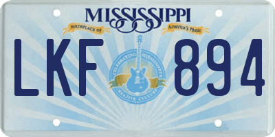 MS license plate LKF894