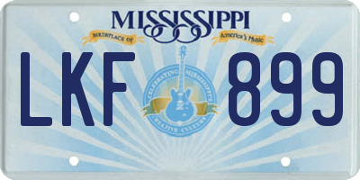 MS license plate LKF899