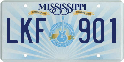 MS license plate LKF901