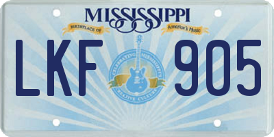 MS license plate LKF905