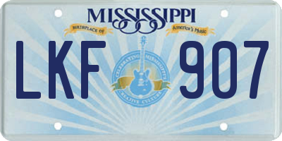 MS license plate LKF907