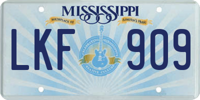 MS license plate LKF909