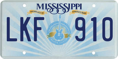 MS license plate LKF910
