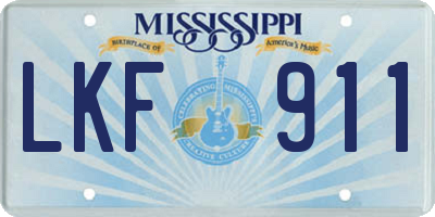 MS license plate LKF911