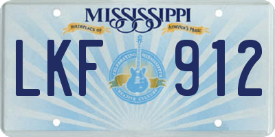 MS license plate LKF912