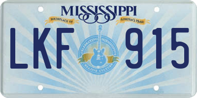 MS license plate LKF915