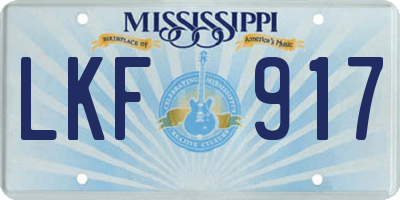 MS license plate LKF917