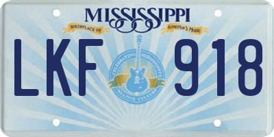 MS license plate LKF918