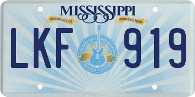 MS license plate LKF919