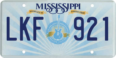 MS license plate LKF921