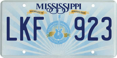 MS license plate LKF923