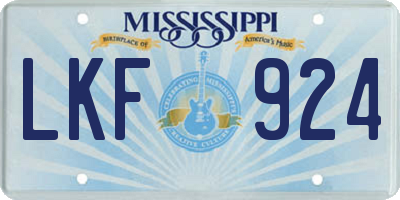 MS license plate LKF924