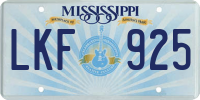 MS license plate LKF925