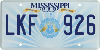 MS license plate LKF926