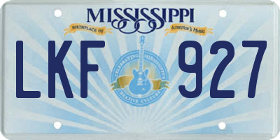 MS license plate LKF927