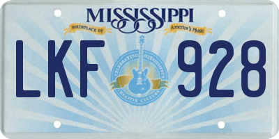 MS license plate LKF928