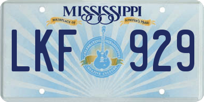 MS license plate LKF929