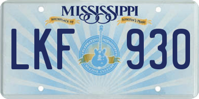 MS license plate LKF930