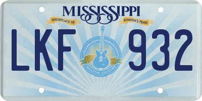 MS license plate LKF932