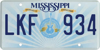 MS license plate LKF934