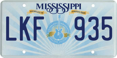 MS license plate LKF935