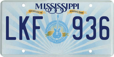 MS license plate LKF936