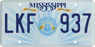 MS license plate LKF937