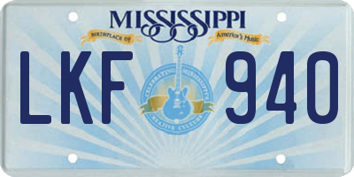 MS license plate LKF940