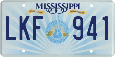 MS license plate LKF941