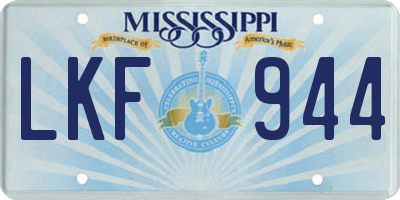 MS license plate LKF944