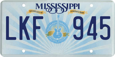 MS license plate LKF945