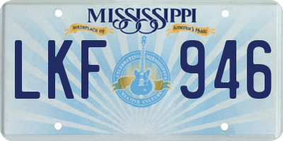 MS license plate LKF946