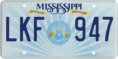MS license plate LKF947
