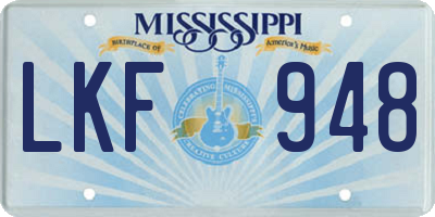 MS license plate LKF948