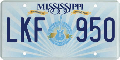 MS license plate LKF950