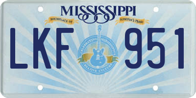MS license plate LKF951