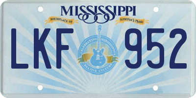 MS license plate LKF952