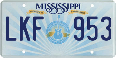 MS license plate LKF953
