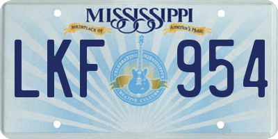 MS license plate LKF954