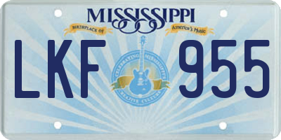 MS license plate LKF955