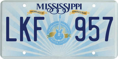 MS license plate LKF957