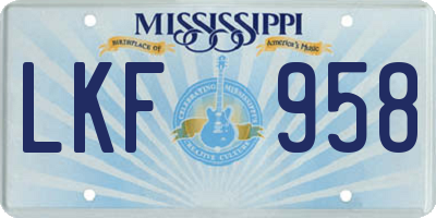 MS license plate LKF958