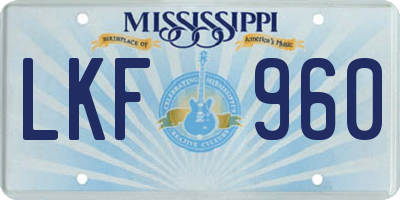 MS license plate LKF960